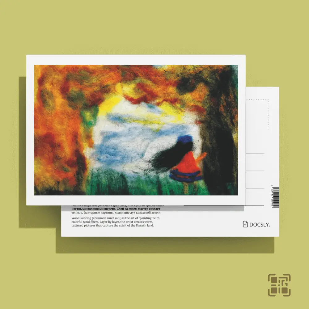 Открытка KUN_BI Шерстяная акварель KPKZ362 / 10x15 см Искусство кочевников OPP пакет