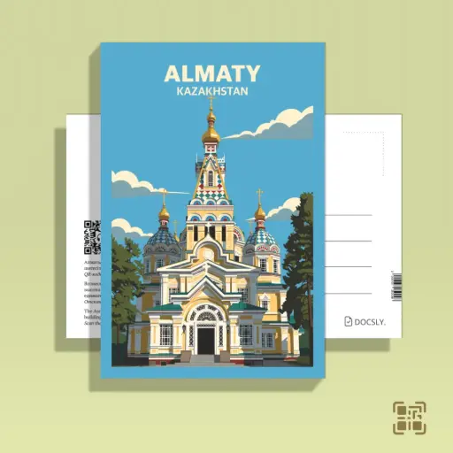 Ашық хат Docsly Вознесенск соборы DALGA04 / 10x15 см Алматы геометриясы OPP қаптама
