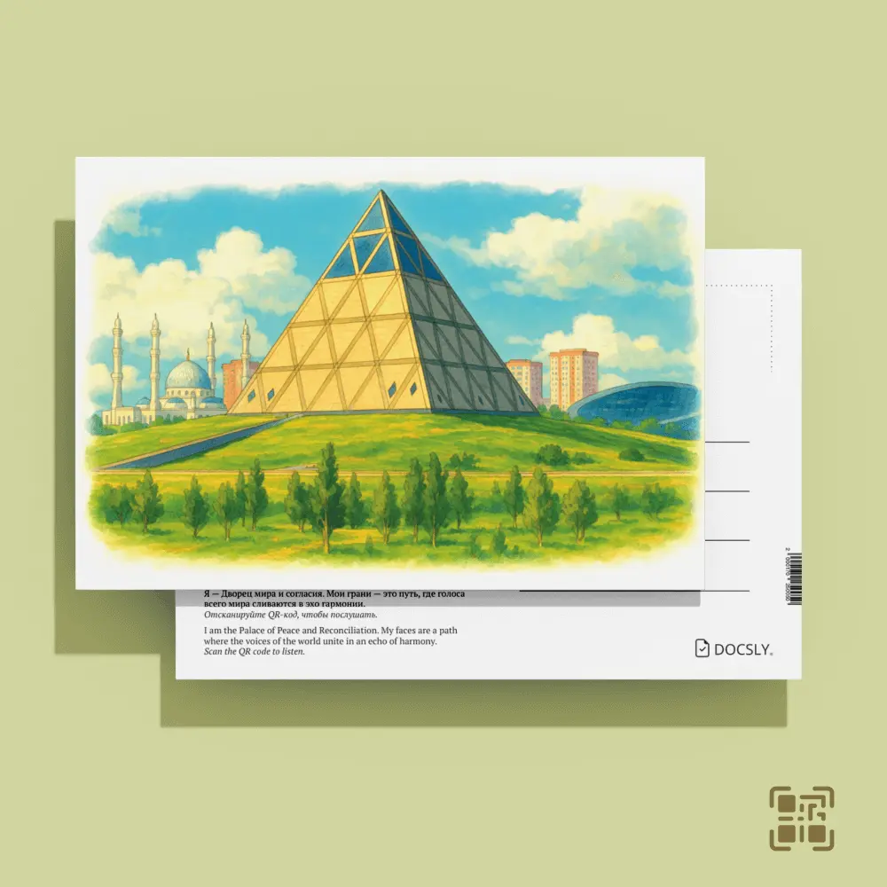 Docsly Postcard Palace of Peace and Reconciliation DASEA02 / 10x15 cm Echo of Astana OPP bag