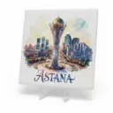 Coaster Docsly Astana: Baiterek — Panorama DASPA01 / 100x100x8 mm Ceramic Square Kraft Box