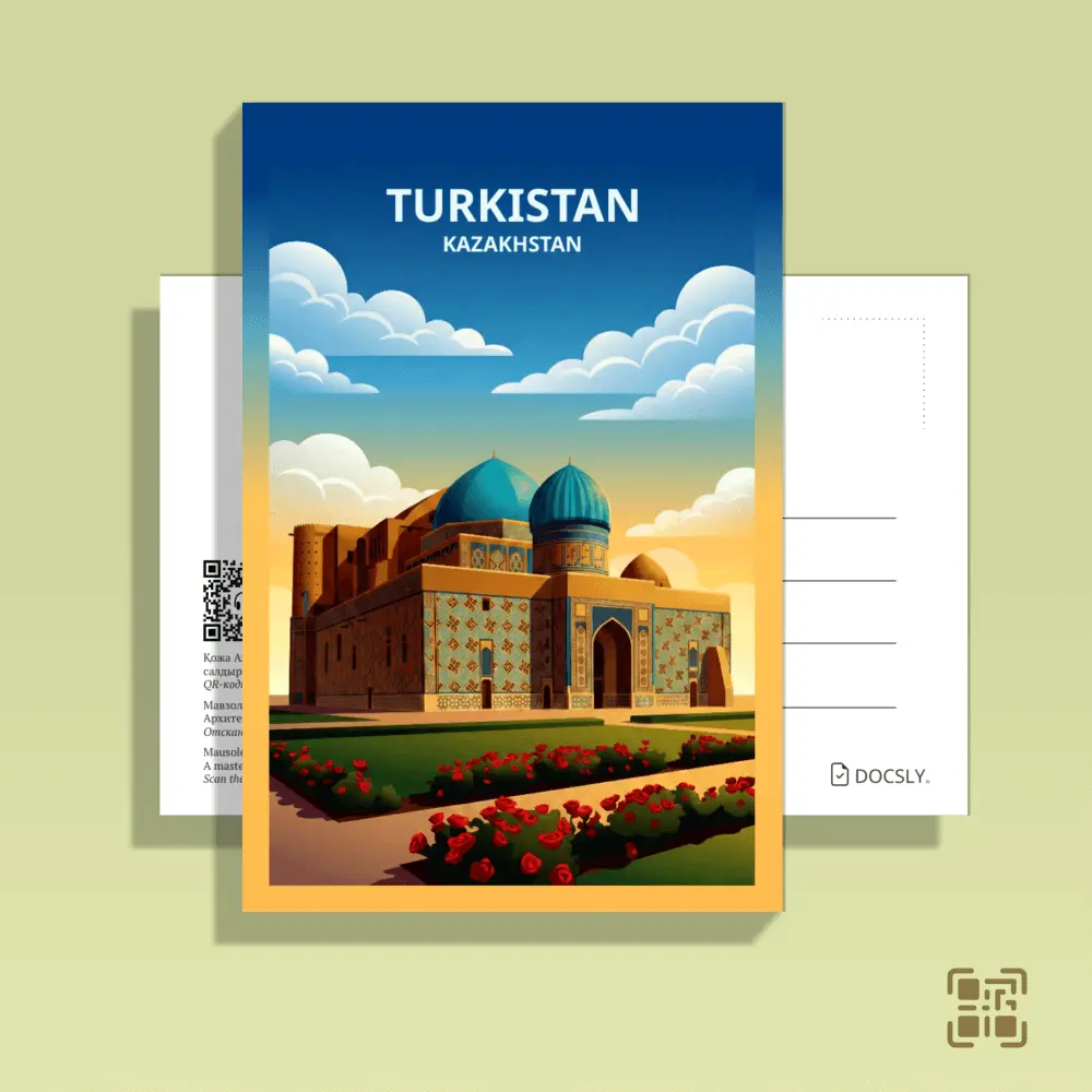 Postcard Docsly Khoja Ahmed Yasawi Mausoleum DPTR112 / 10x15 cm Vivid Vistas OPP Bag