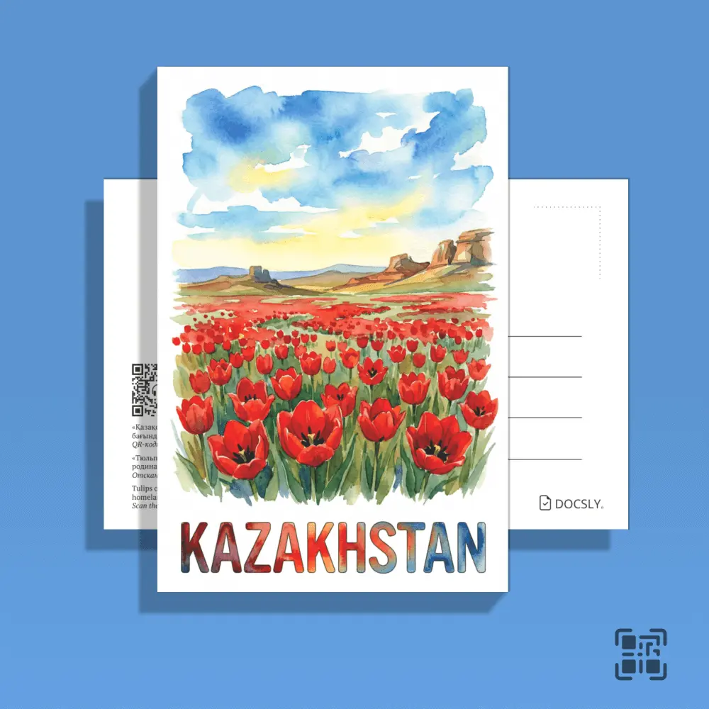 Postcard Docsly Tulips of Kazakhstan DPKZ303 / 10x15 cm Nomad Spirit OPP Bag