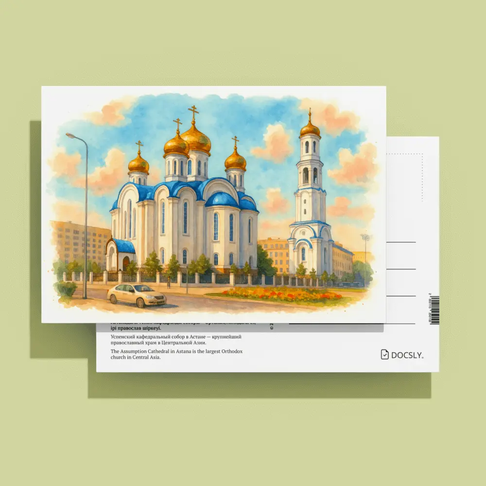Открытка Docsly Успенский собор DASGS08 / 10x15 см Золотые символы Астаны OPP пакет