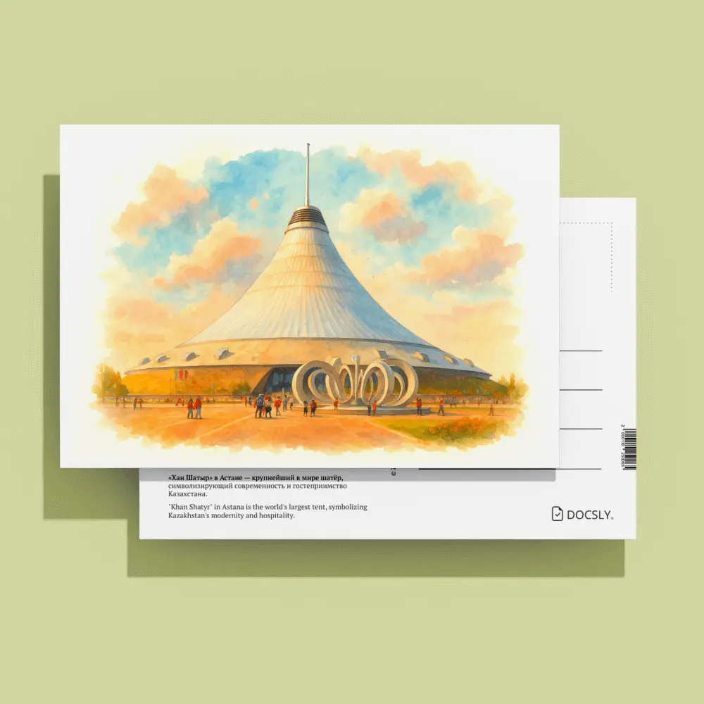 Docsly Postcard Khan Shatyr DASGS10 / 10x15 cm Golden Symbols of Astana OPP bag