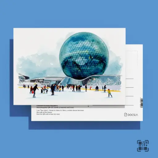 Docsly Postcard New Year Nur Alem Big Ice Rink DWNNA03 / 10x15 cm Winter Fairytale of Astana OPP bag