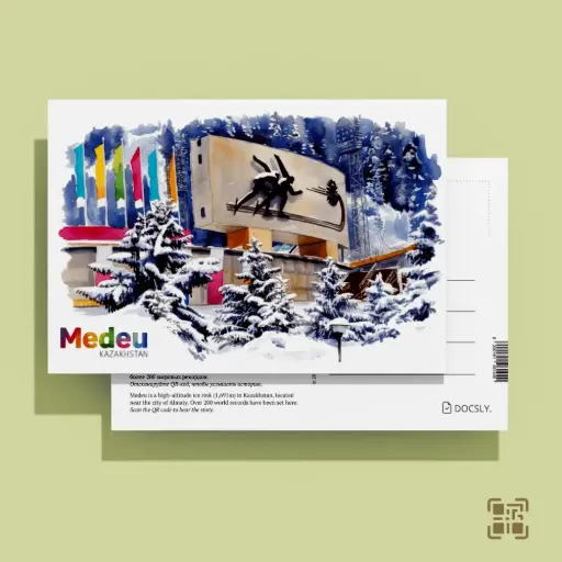 Docsly Postcard Medeu Ice Bas-Relief DALPA07 / 10x15 cm Symbols of City and Leisure Almaty OPP bag