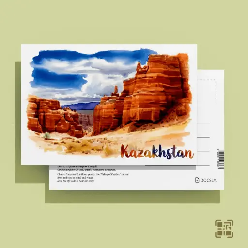 Ашық хат Docsly Шарын шатқалы Қамалдар алқабы DALPA18 / 10x15 см Алматы табиғи қазыналары OPP қаптама