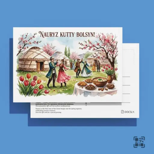 Postcard Docsly Nauryz DPKZ501 / 10x15 cm Holidays OPP Bag