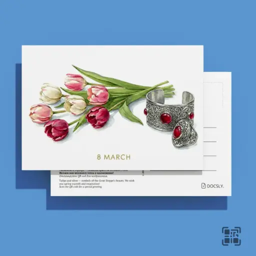 Ашық хат Docsly Қазақстан қызғалдақтары DPKZ502 / 10x15 см Мерекелер OPP қаптама