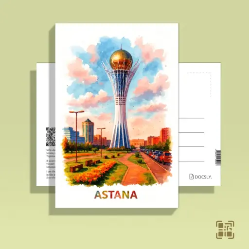 Открытка Docsly Байтерек DASSC01 / 10x15 см Душа города OPP пакет