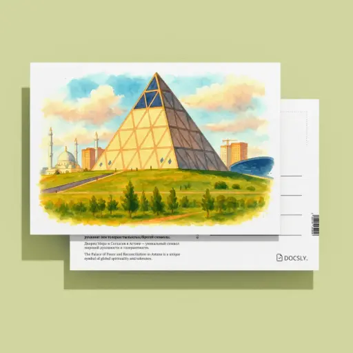 Docsly Postcard Palace of Peace and Reconciliation DASGS04 / 10x15 cm Golden Symbols of Astana OPP bag